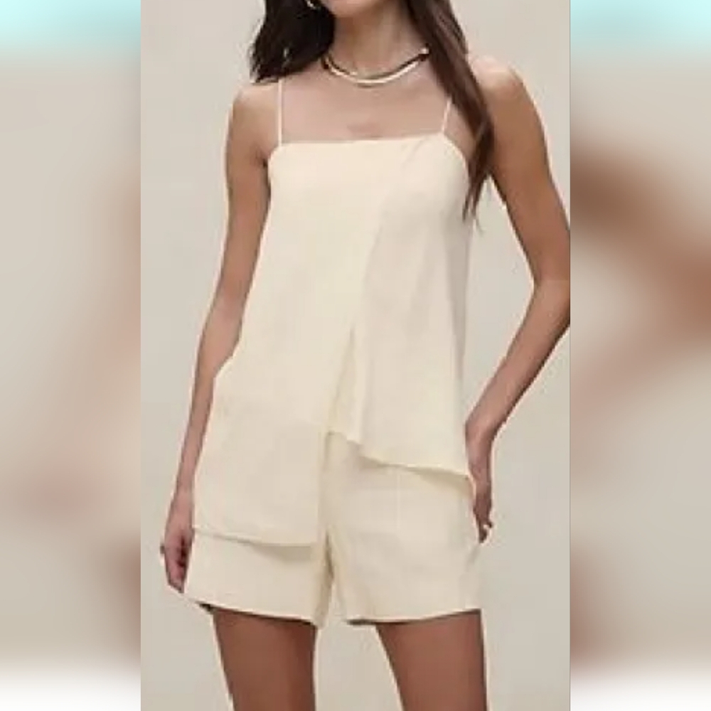 NWT Banana Republic Viscose Linen Cream Asymmetrical Tank labelled M fits Large